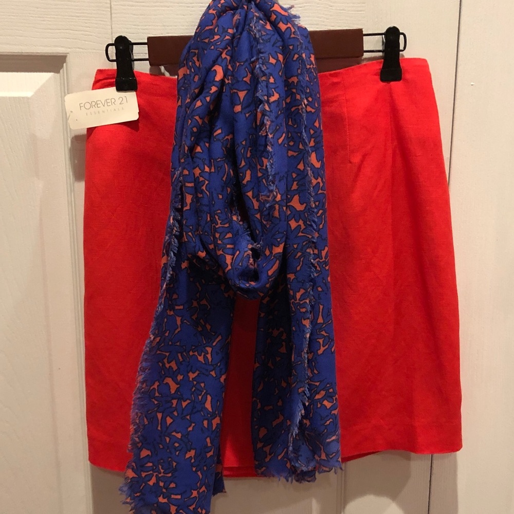 Forever 21 NWT linen/rayon skirt & EUC Scarf